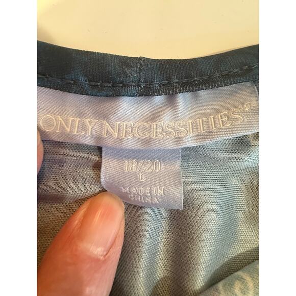 Only Necessities Women’s Plus Dress 18/20 L Blue Teal Boho Print A-Line Midi - Picture 2 of 8